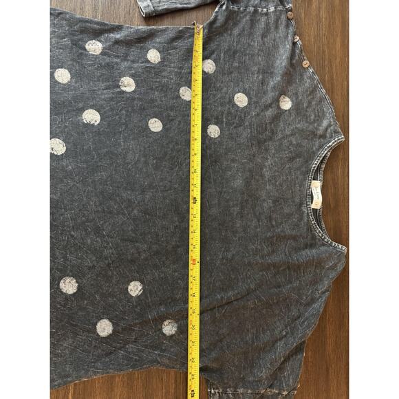 Jess & Jane Shirt Womens Small Black White Polka Dot 3/4 Sleeve Tunic Top Boho - Picture 9 of 11